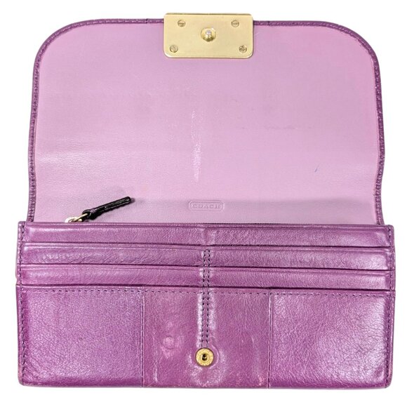 Coach Kristin Purple Leather Long Folding Continental Wallet READ - Picture 6 of 11